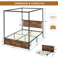 thumbnail image 6 of Queen Size Canopy Bed Frame with 2 Storage Drawers, Black Four-Poster Platform Metal Bed Frame with Headboard and Wooden Slats Support, No Box Spring Needed, Easy Assembly, 6 of 7