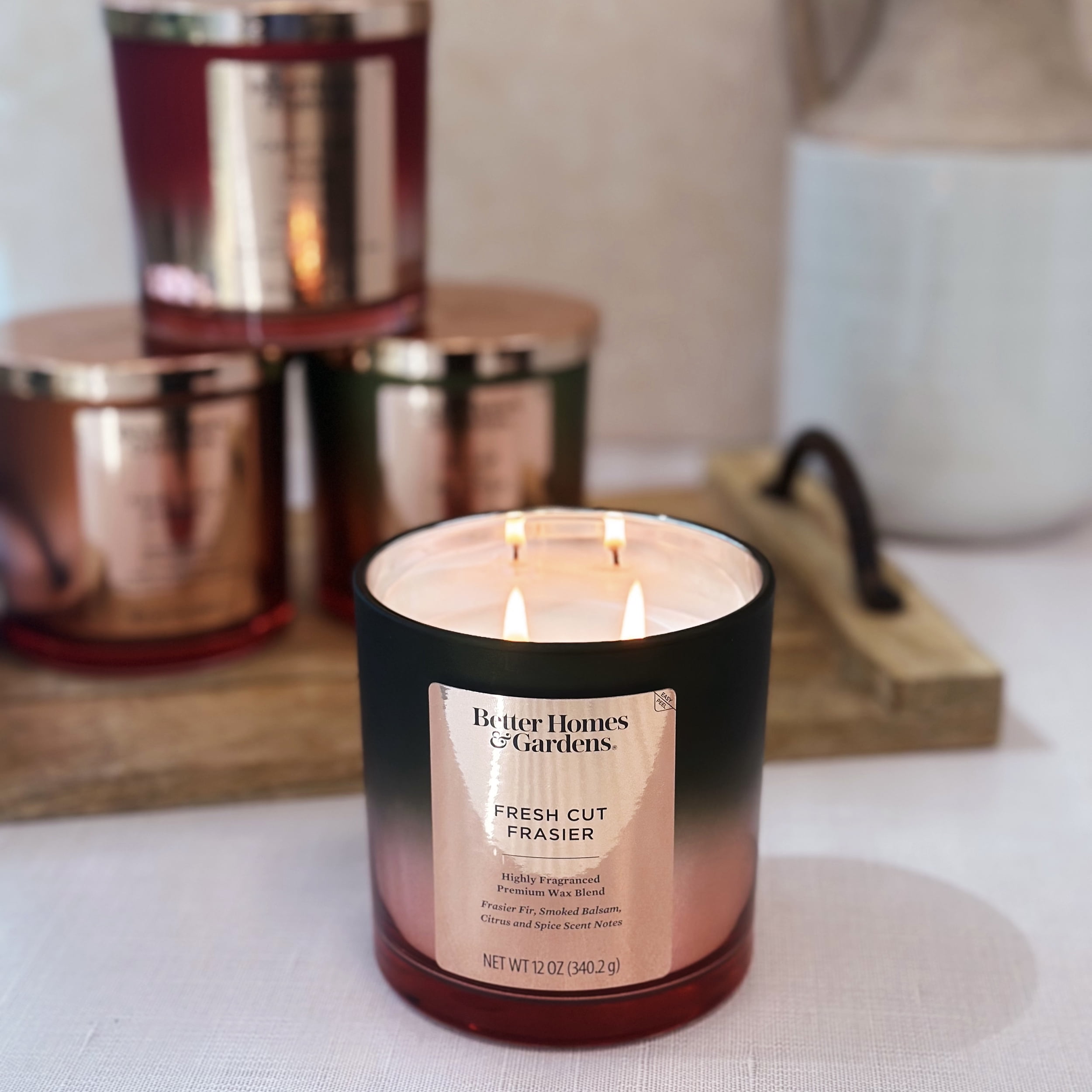 Better Homes & Gardens Fresh Cut Frasier Scented 2-Wick 12oz Metallic Ombre Jar Candle