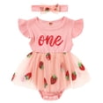 thumbnail image 3 of ZEHJUHAN Girl's "ONE" Birthday Princess Dress Set: Ribbed Knit Tulle Romper with Headband, Sequin & Ruffle Detail Pink，9-12M(90), 3 of 9