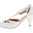 thumbnail image 2 of Static Footwear Kimmy-36 Women's Teardrop Cut Out T-Strap Mid Heel Dress Pumps, 2 of 4