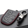 thumbnail image 5 of Vitodeco Genuine Leather Smart Key Keyless Remote Entry Fob Case Cover with Key Chain Clip for JEEP, Dodge, Chrysler (5 Buttons, Black/Red), 5 of 6