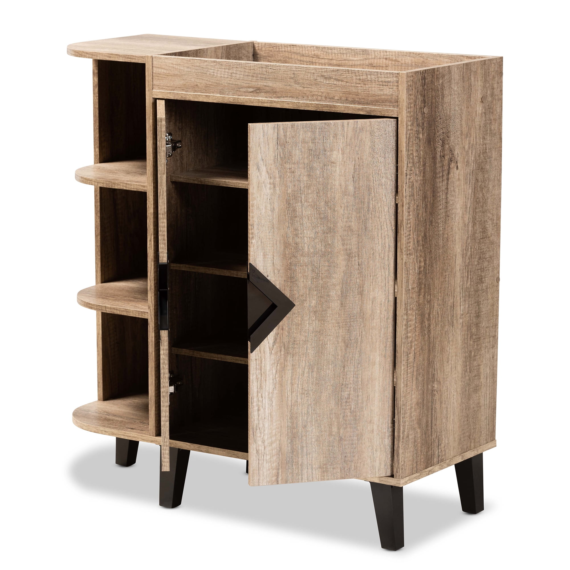 Baxton Studio Modern Contemporary 2-Door Shoe Cabinet, Brown and Black, 67.2 lbs
