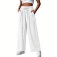 thumbnail image 7 of Tumotour Linen Pants for Women Plus Size Athletic Workout Running Slacks Drawstring Pocket Wide-Leg Pants Summer Beach Trousers, 7 of 7