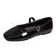 thumbnail image 1 of Zapatos Negros de Mujer Versátil Hebilla Mary Plus Tamaño Estilo Primavera / Verano Moderno Cómodo Tacón Bajo Zapatos Planos Portátiles Zapatos Negros Tacones, 1 of 9