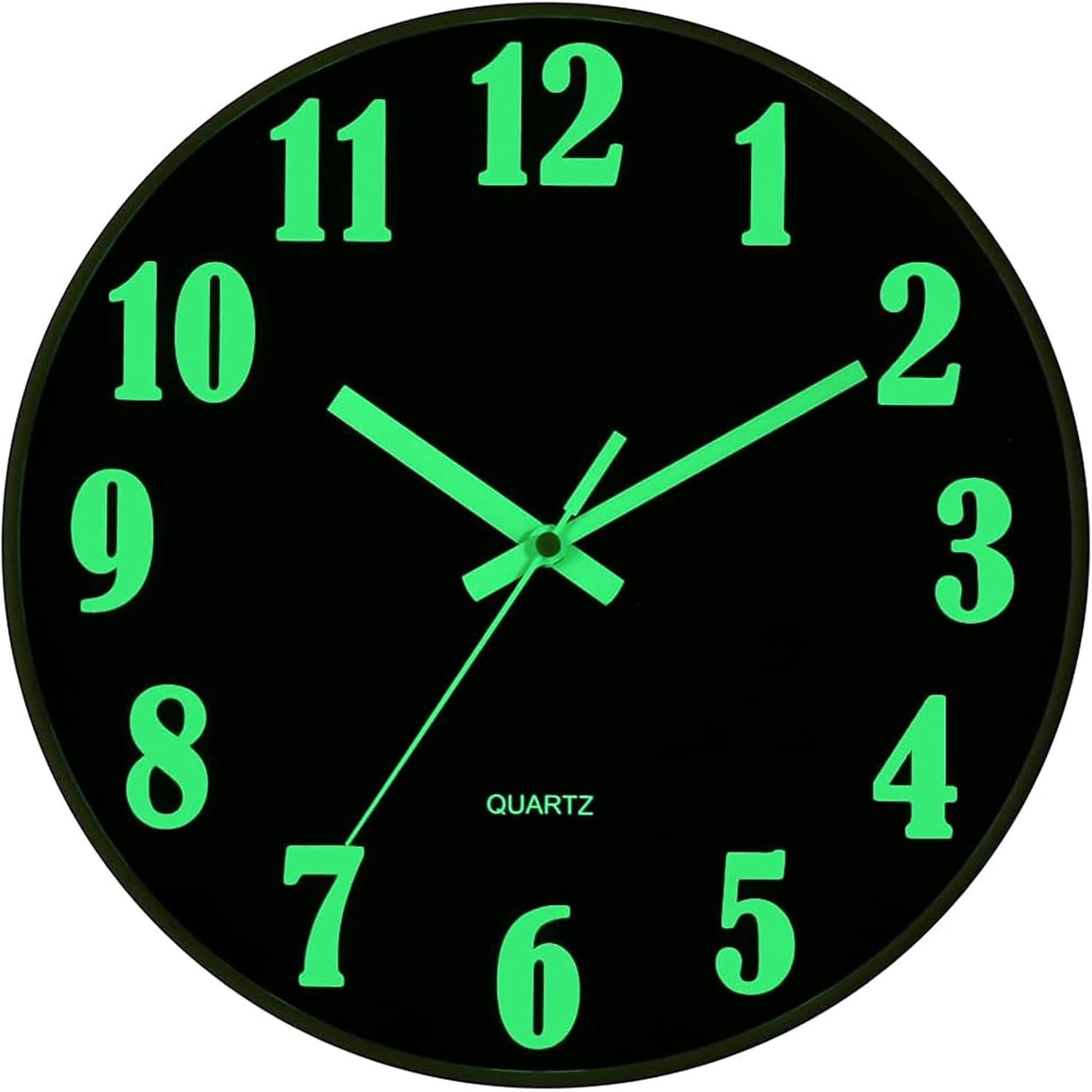 Glow in The Dark Clock, 8 Inch Modern Silent Non Ticking Wall Clocks Battery Operated, Night Light Wall Clock for Living Room Decor, Wall Clock Decorative for Kitchen Bedroom
