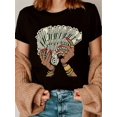 thumbnail image 1 of Women's Retro Round Neck Short Sleeve Geometric Print T-Shirt, 100% Polyester, Machine Washable, 1 of 6