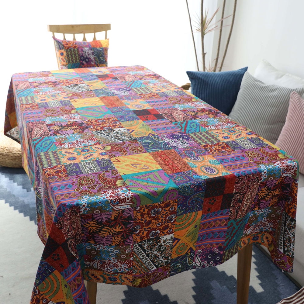 Cotton Tablecloth Europe Type Multi-purpose Dustproof  Purple Color Table Cover