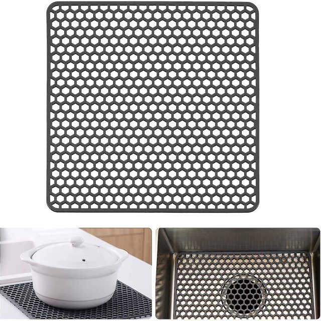 Silicone Sink Protector Mat Kitchen Grid Sink Liner (grey)