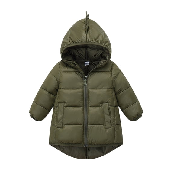Mercatoo Toddler Boy Cute Dinosaur Hooded Puffer Jackets Girls Winter Coats Warm Zip up Padded Outerwear Windproof Outdoor Clothes