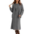 thumbnail image 5 of Nowekniz Women's Long Sleeve Button Knit Coat Crew Neck Long Dress Set, 5 of 5
