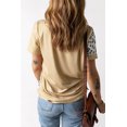 thumbnail image 1 of POGLIP Women's Khaki Bleached Leopard Print Crew Neck T Shirt, 1 of 6