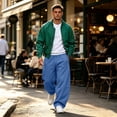 thumbnail image 2 of Leidass Men's Baggy Sweatpants Fleece Wide Leg Lounge Sweat Pants Drawstring Waist Jogging Pants with Pockets Blue 3XL, 2 of 7
