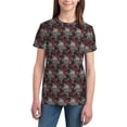 thumbnail image 3 of Wukai Skull and Red Roses Youth Unisex Short Sleeve T-Shirt for Boys, Girls, Teens, and Kids-Small, 3 of 7