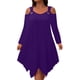 thumbnail image 2 of mfyjkho Vestidos para mujer, Vestido elegante de corte A con mangas largas y hombros descubiertos de color liso para mujer, talla grande Vestidos de playa para mujer xl, 2 of 9