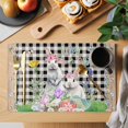 thumbnail image 2 of Easter Placemats Set of 4, Spring Rabbit Flowers Colorful Eggs Black Lattice Placemats for Dining Table, Place Mats for Kitchen Tabletop, Waterproof Wipeable Dining Table Mats Set, 2 of 9