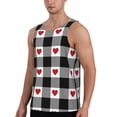 thumbnail image 2 of Easygdp Heart Black Buffalo Plaid Gingham Men's Tank Top, Sleeveless Muscle T Shirts, Breathable, Quick-Dry, Loose for Gym, Running, Fitness - Medium, 2 of 9