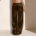 thumbnail image 5 of Womens Pants Satin Casual Pants Elastic Waist Wide Leg Trousers with Pockets Wear Flowy Bottoms, 5 of 5