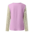 thumbnail image 5 of T Shirts for Women Sequins Tops for Women Purple Long Sleeve Sparkle Shirt Shiny Top Party Shirts Holiday Shirts, 5 of 5