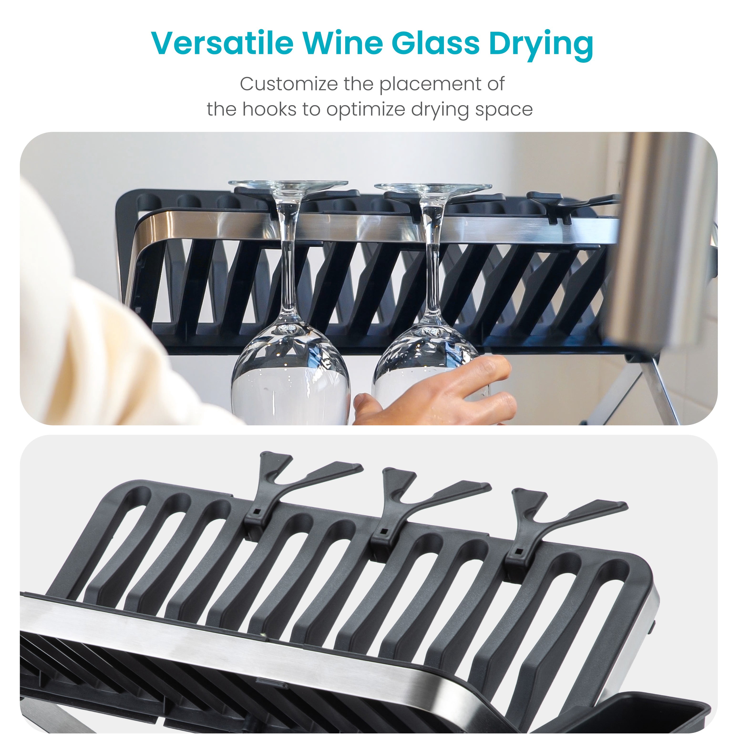 Home Zone Living Foldable X-Frame Dish Drying Rack with Drip Tray and Utensil Caddy