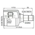 thumbnail image 2 of Febest INNER CV JOINT LEFT 36X43X30 # 0411-CW6LH OEM 3817A159, 2 of 2