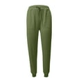 thumbnail image 4 of Baqcunre Women's Solid Elastic Waist Pocket Lace-Up Leg Nine-Point Pants,Size S-3XL,Joggers for Women,Womens Joggers With Pockets,Women's Pants,Womens Clothes,Color Army Green, 4 of 5