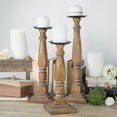 thumbnail image 3 of Creative Design Wooden Spindle Pillar Candle Holders - 19.5" - Brown - Set of 3, 3 of 4