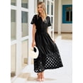 thumbnail image 2 of Vestido largo Simplee de encaje negro para mujer, de verano, con bolsillos, 2 of 7