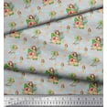 thumbnail image 2 of Soimoi Gray Japan Crepe Satin Fabric Palm Tree & Girl Beach Print Fabric by the Yard 42 Inch Wide, 2 of 3
