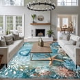 thumbnail image 4 of Coastal Jellyfish Large Area Rugs for Bedroom Living Room, Soft Non Slip Carpet Bedside Rug, Blue Coral Starfish Abstract Painting Rectangle Floor Cover Kitchen Accent Rug 5'x7' for Office, 4 of 9
