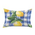 thumbnail image 7 of Yayeee Pillowcase Standard Size Set of 2 Satin Wrinkle Resistant Pillow Case, Blue Plaid Lemon, 7 of 7