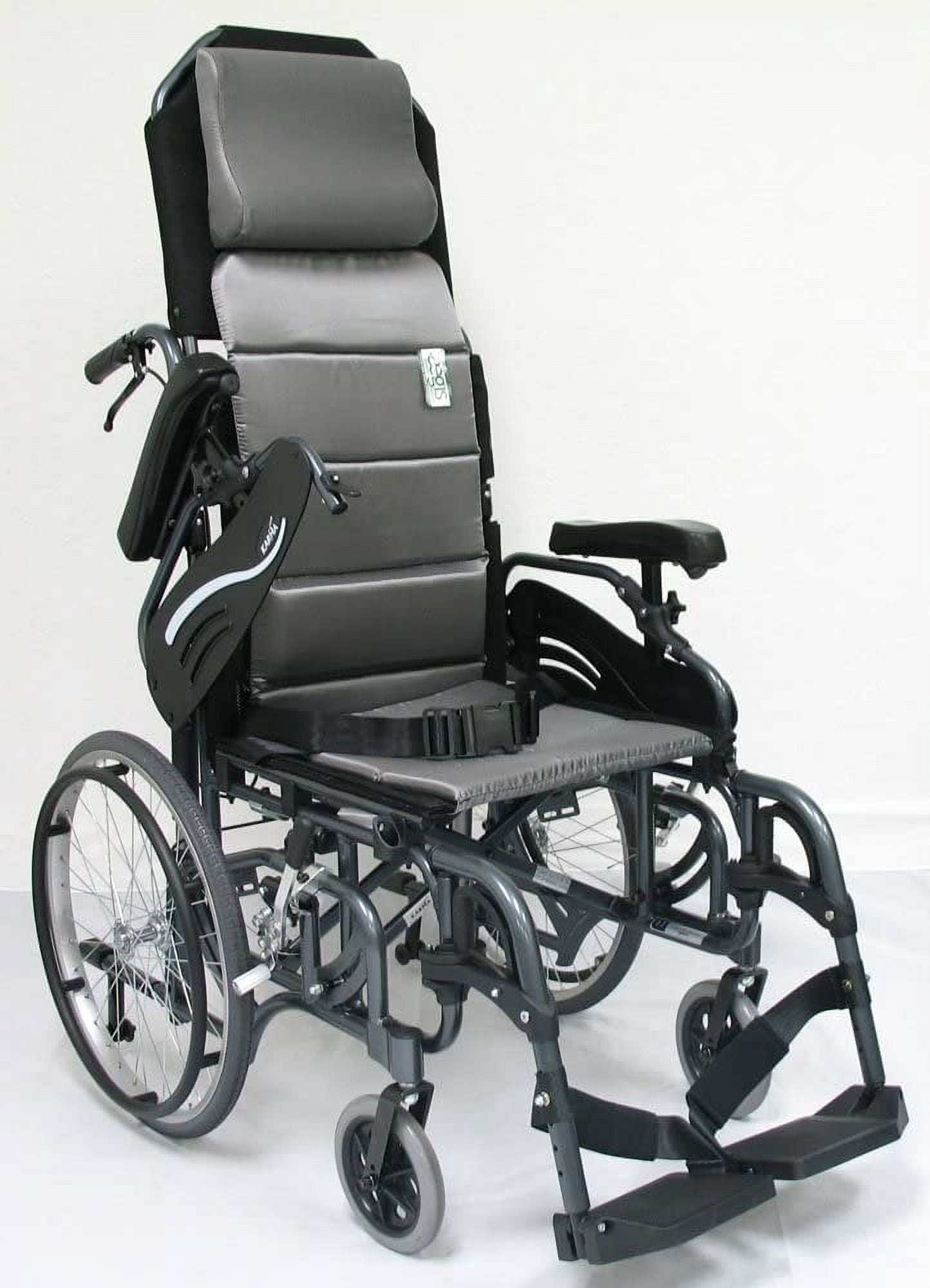 Karman Healthcare VIP515-18-E VIP515 18 in. seat Tilt in Space Lightweight Reclining Wheelchair with 20 in. inch Rear Wheels and Elevating Legrest
