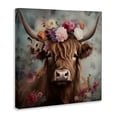 thumbnail image 4 of Stupell Industries Detailed Floral Highland Cow Animals Painting Wrapped Canvas Canvas Art Print Wall Art, 30 x 30, 4 of 8