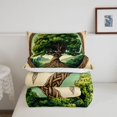 thumbnail image 5 of Homewish Vintage Nature Tree Twin Comforter Sets,Mountain Landscape Bedding Set,Green Cream,Reversible,2 Pieces,1 Comforter and 1 Pillowcase, 5 of 7