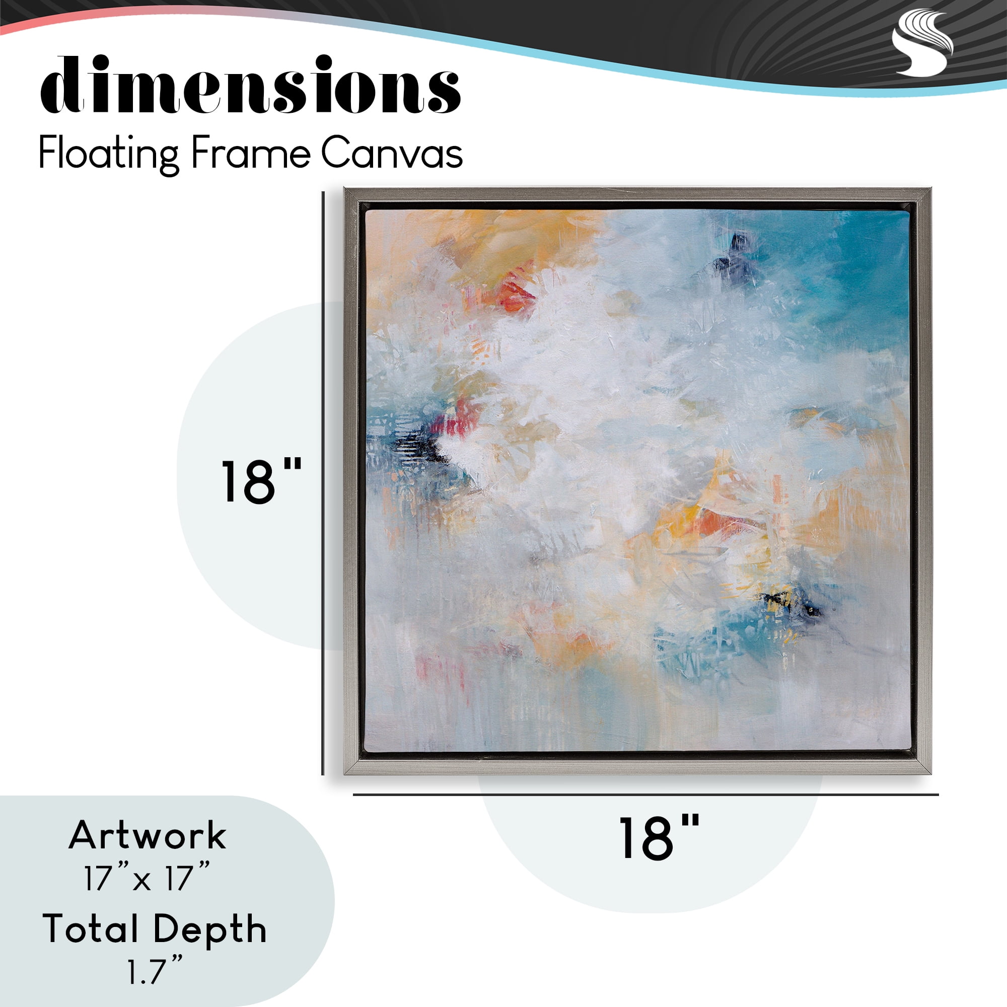 Veiled Dance Abstraction Gray Framed Floater Canvas Wall Art, design by Karen Hale