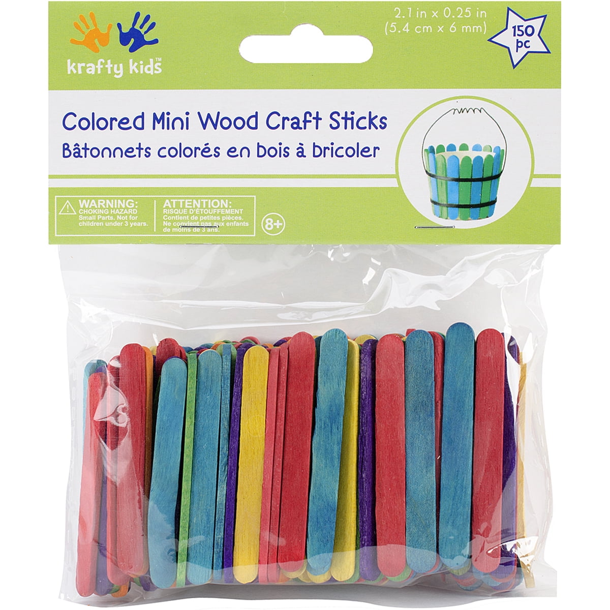 and Colored Mini Craft Sticks 2.6 inches, 120 Pieces 2.13 x 0.25 inches, 150 Pieces Plain 