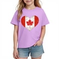 thumbnail image 2 of Girls Canadian Flag Heart T-Shirt Kids Canada Day Distressed Vintage Purple Cotton Short Sleeve Crew Neck,Size 9 T, 2 of 6