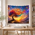thumbnail image 5 of Fantasy Butterfly Sunset Over Purple Mountains with Glowing Tree, Dreamy Surreal for Nature Lovers, Whimsical Tree Wall Art, Housewarming Gift, Tapestry Wall Hanging for Living Room and Bedroom, 5 of 7