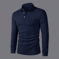 thumbnail image 4 of Golf Shirts for Men Button Collared Shirt Long Sleeve Pullover Tops Modern Soft Casual Weekend Athletic Travel Top (Navy,S), 4 of 8