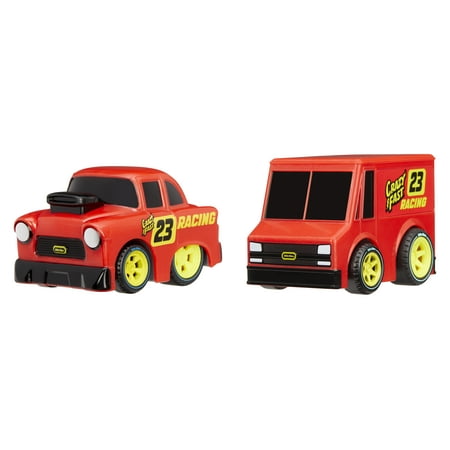 Little Tikes Crazy Fast Cars 2-Pack Race Chasers Race Car Themed Pullback Toy Vehicles Goes up to 50 ft
