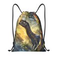 thumbnail image 1 of Saiise Sunshine Jungle Dinosaur Pattern Sports Drawstring Backpack - String Swim Gym Bag with Wet Proof Pocket for Women&Men-Small, 1 of 6