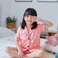 thumbnail image 7 of Hotiary Girls Summer Button-Up Imitation Silk Pajama Outfits Toddler Kids Full Printed Short Sleeve Shorts Two-Piece Set 1-6T, 7 of 7