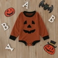 thumbnail image 2 of WERYOUNG Girls Boys Onesie Casual Long Sleeve Round Neck Pumpkin Pullover Sweatshirt Halloween Bodysuits Toddler Trendy Indoor One-Pieces,Orange,6-12 Months, 2 of 8