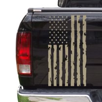 Distressed American Flag Truck Tailgate Vinyl Decal Compatible with Most Pickup Trucks USA Sticker Pickup Truck - Car Sticker Rear Graphic (11" x 25", Beige)