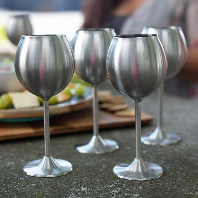 D Eco Unbreakable 12 Oz Stainless Steel Wine Glasses 4 Pack