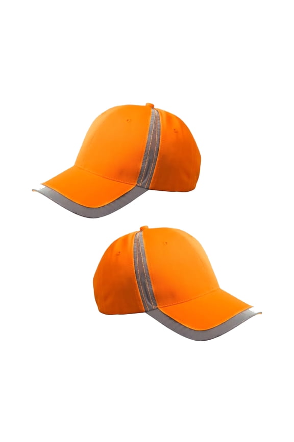 Accent Safety Cap for Men, High Vis Reflective Safety Workwear Cap for All-Weather, Bright Orange, 2 Pack, One Size