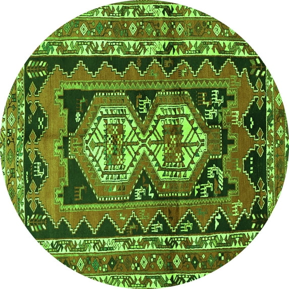 Ahgly Company Indoor Round Southwestern Green Country Area Rugs, 4' Round