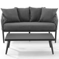 thumbnail image 4 of Crosley Furniture Dover 2 Piece Patio Rope Loveseat Set in Charcoal and Black, 4 of 21