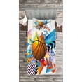thumbnail image 3 of Ambesonne Sports Quilted Bedspread Set 2 Pcs, Basketball Zigzag Geometric, Twin Size, Multicolor, 3 of 3