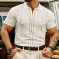 thumbnail image 7 of Men's Knit Golf T-Shirt Vintage 1/4 Zipper Preppy Style Tennis Shirts Summer Casual Short Sleeve Sweater Tops, 7 of 7