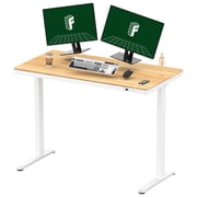 FLEXISPOT 55 W Home Office Height Adjustable Standing Desk White and Maple with USB Charge Ports and Embedded Drawer